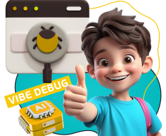 Тестирование & Vibe Debug. Охотники за багами - КИБЕРшкола программирования для детей, компьютерные курсы для школьников, начинающих и подростков - KIBERone г. Гусиноозерск